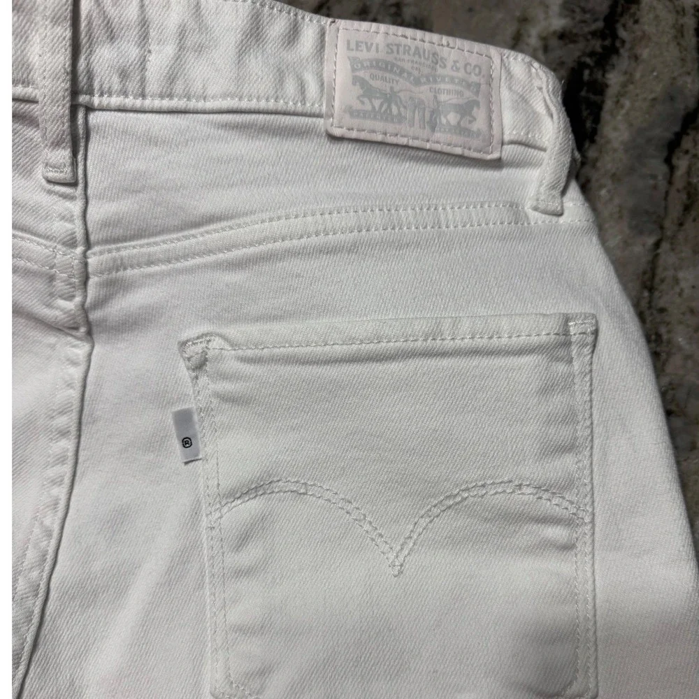 Levi's 721 High Rise Skinny Jeans Womens 30 Denim White Distressed Raw Hem Boho‎